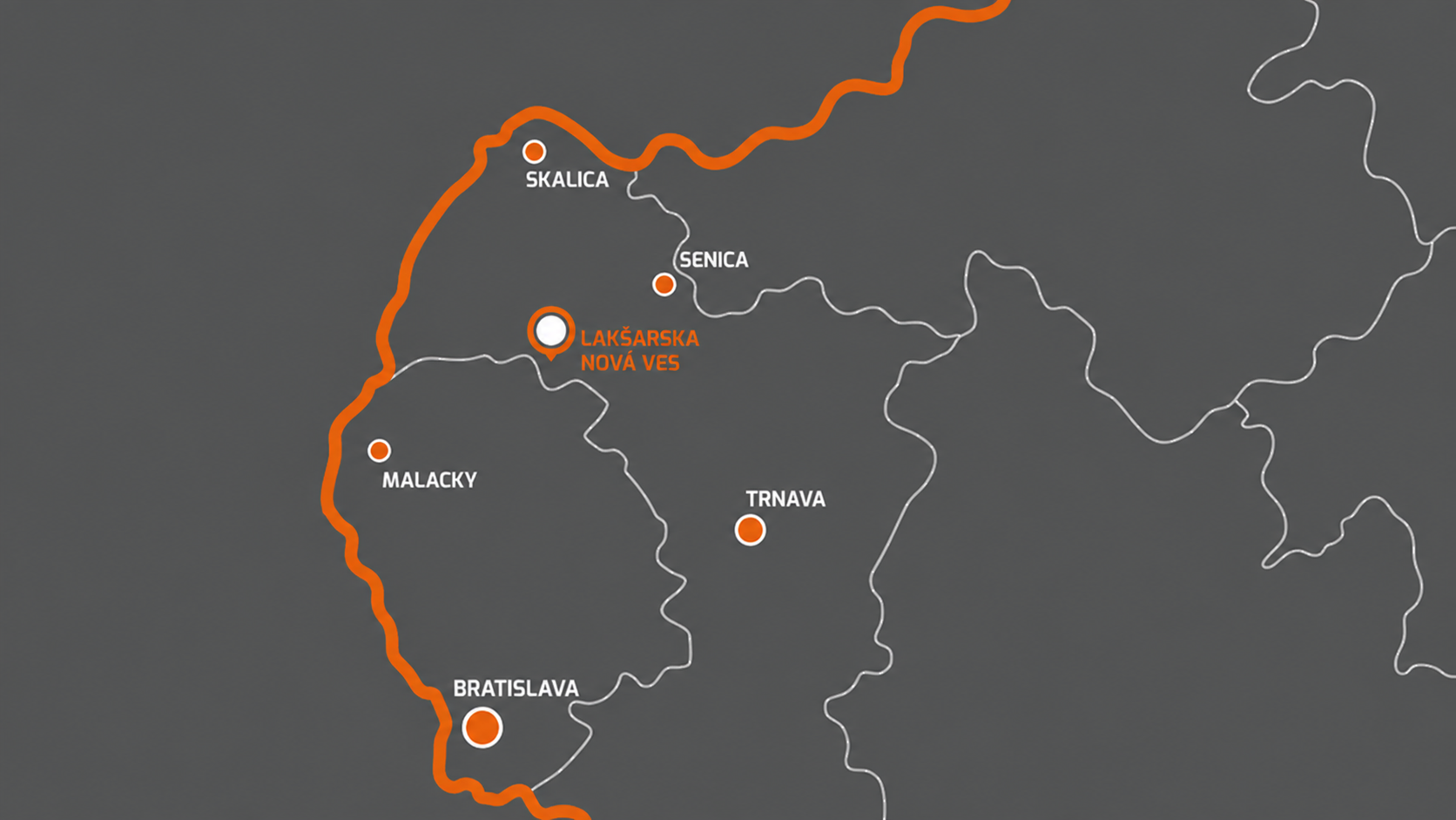 Mapa, širšie okolie — Lakšárska Nová Ves, cca 20 km od Malaciek